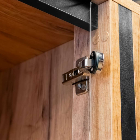 Regał na pieczywo dzielony przeszklony Mega-M H-204 cm L-136 cm G-62 cm dąb kraft/czarny