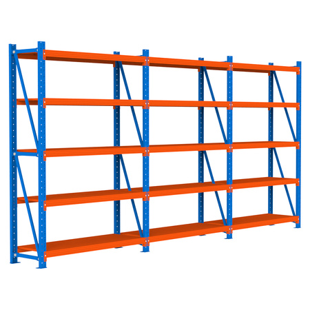 Regał magazynowy 15-półkowy Mega-M FORTIS LIGHT H-200 cm L-585 cm G-50 cm