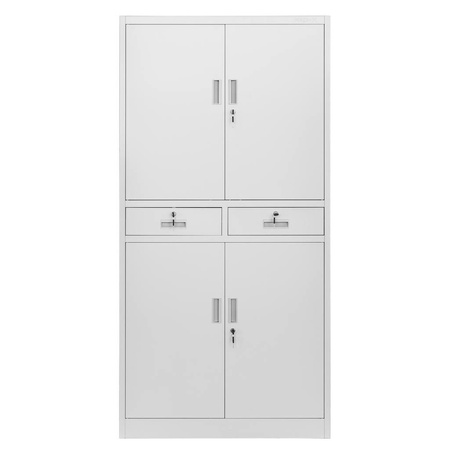 Szafa biurowa metalowa na dokumenty Mega-M WENUS pełne drzwi 2 szuflady S- 90 cm G- 40 cm H-185 cm szara