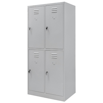 Szafka ubraniowa skrytkowa BHP Mega-M J-80/4 4 drzwiowa szara S-80 cm G-50 cm H-180 cm skręcana N