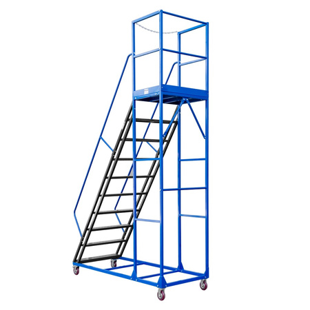 Drabina magazynowa przejezdna pomost magazynowy Mega-M STANDARD H-250 cm 10 stopni