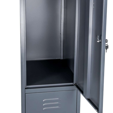 Szafka ubraniowa skrytkowa BHP Mega-M J-40/2 2 drzwiowa grafitowa S-40 cm G-50 cm H-180 cm skręcana N