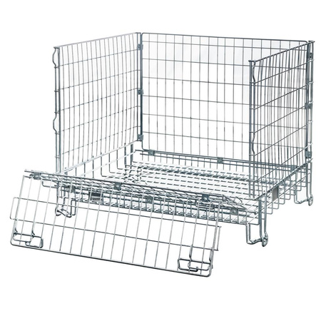 Pojemnik siatkowy Gitterbox S-125 cm G-104 cm H-98 cm oczko 5,5x11 cm składany z otwieranym bokiem ocynk N