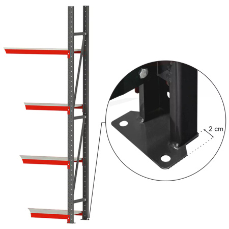 Regał metalowy magazynowy 4-półkowy Mega-M FORTIS H-240 cm L-258.5 cm G-60 cm moduł dostawny