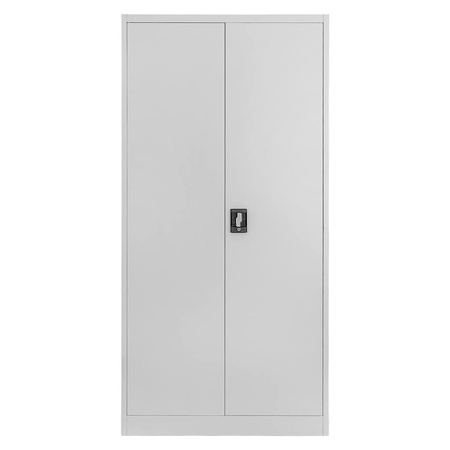 Szafa biurowa metalowa na dokumenty ze skarbczykiem Mega-M pełne drzwi S-90 cm G-40 cm H-185 cm szara