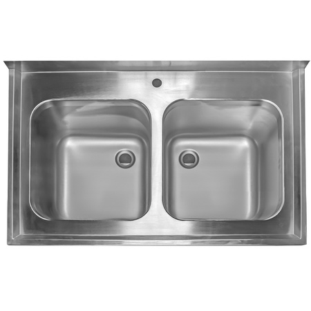 Zlew gastronomiczny spawany dwukomorowy z szafką Mega-M 100x60x85 cm stal nierdzewna