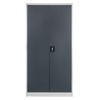 Szafa biurowa metalowa na dokumenty FURVERO W-101 S/G pełne drzwi S-90 cm G-40 cm H-185 cm szara grafitowy front