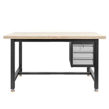 Stół warsztatowy z szafką narzędziową z 3 szufladami Mega-M S-150 cm grafitowy szary front