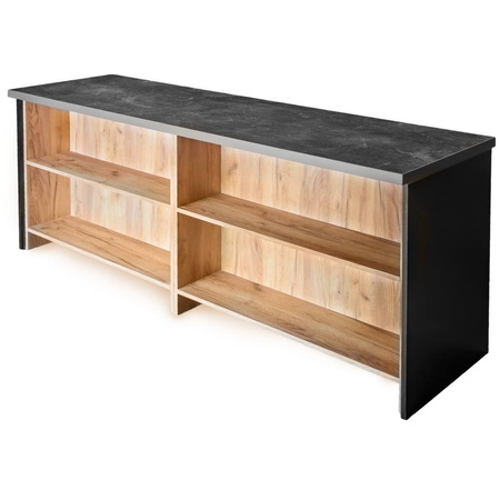 Lada sklepowa sprzedażowa impulsowa Mega-M H- 90 cm L- 200 cm G- 60 cm czarny/dąb kraft/blat K205