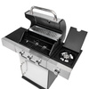 Grill ogrodowy gazowy Mega-M 3+1 ze stolikiem bocznym z pokrywą i drzwiczkami ze stali nierdzewnej reduktor + wąż gazowy