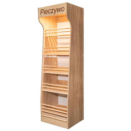 Regał na pieczywo H-200cm L-60cm G-50cm plexi oświetlenie LED dąb sonoma