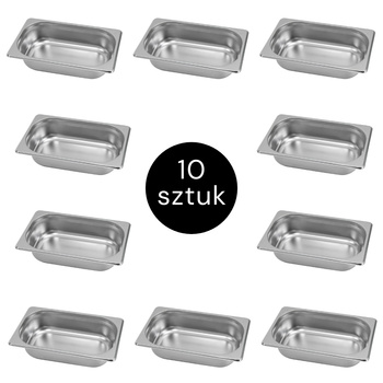 Pojemnik GN 1/4 ze stali nierdzewnej Mega-M 26,5×16,2×6,5cm zestaw 10 szt.