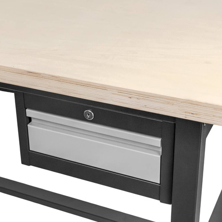 Stół warsztatowy z szafką narzędziową z szufladą Mega-M S-150 cm grafitowy szary front