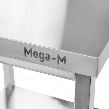 Stół ze stali nierdzewnej centralny z półką Mega-M S-140 cm G-70 cm H-85 cm N