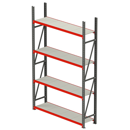 Regał metalowy magazynowy 4-półkowy Mega-M FORTIS H-240 cm L-217 cm G-40 cm moduł bazowy