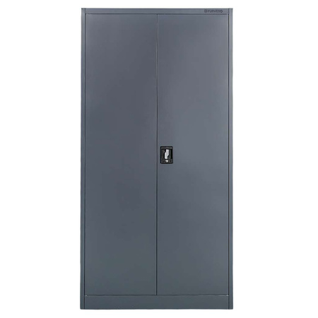 Szafa biurowa metalowa na dokumenty FURVERO pełne drzwi S-90 cm G-40 cm H-185 cm grafitowa
