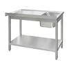 Zlew gastronomiczny spawany z komorą po lewej stronie i półką Mega-M 120x60x85 cm stal nierdzewna