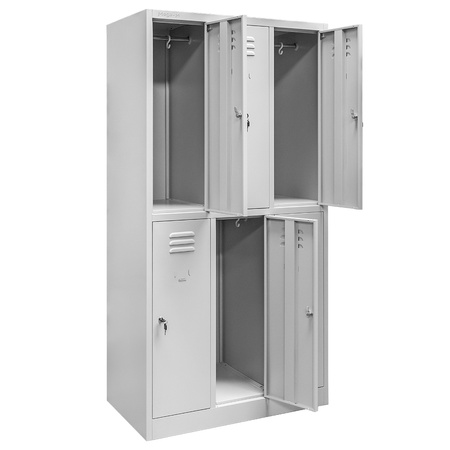 Szafka skrytkowa BHP Mega-M 6 skrytek S-90x50x180 cm szara