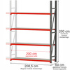 Regał metalowy magazynowy 4-półkowy Mega-M FORTIS H-200 cm L-208.5 cm G-60 cm moduł dostawny