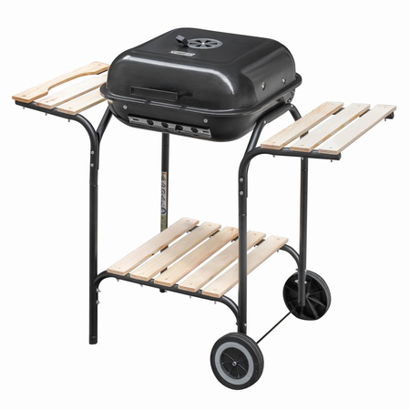 Grill ogrodowy węglowy z pokrywą Mega-M 2 x stolik boczny