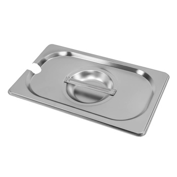 Pokrywka do GN 1/4 ze stali nierdzewnej Mega-M 26,5x16,2 cm z wycięciem na chochlę