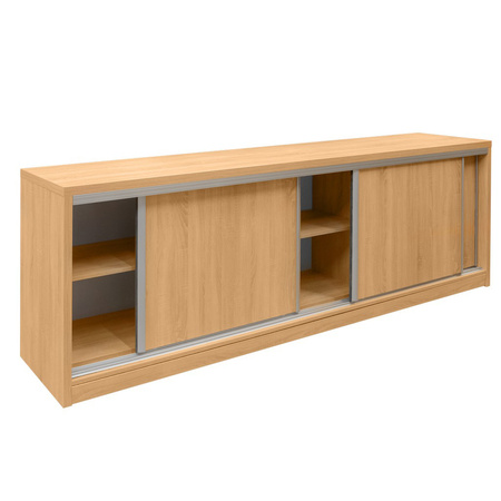 Komoda biurowa z drzwiami przesuwnymi Mega-M L-280 cm G-50 cm H-90 cm dąb sonoma