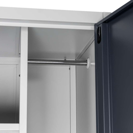 Szafa gospodarcza socjalna Mega-M 1-drzwiowa z półkami S-50 cm szara grafitowy front