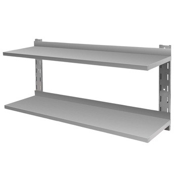 Półka ze stali nierdzewnej wisząca dwupoziomowa Mega-M 150x30 cm