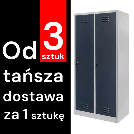 Szafka BHP ubraniowa Mega-M pracownicza 2-drzwiowa S-80 cm szara/grafitowy front WYSYŁKA PALETOWA