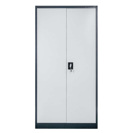 Szafa biurowa metalowa na dokumenty FURVERO W-101 G/S pełne drzwi S-90 cm G-40 cm H-185 cm grafitowa szary front