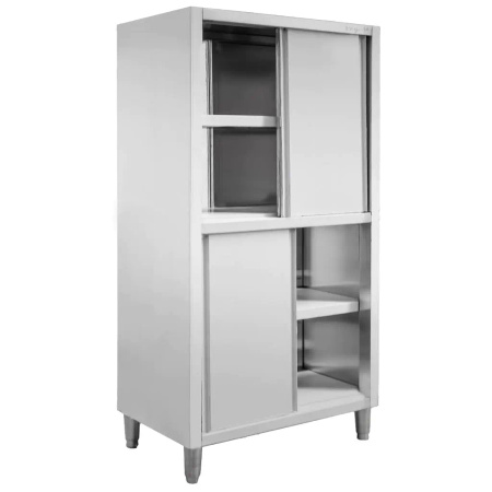 Szafa ze stali nierdzewnej przelotowa dzielona Mega-M S-100 cm G-50 cm H-200 cm N