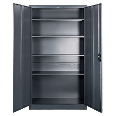 Szafa biurowa metalowa na dokumenty Mega-M pełne drzwi S-100 cm G-40 cm H-185 cm grafitowa