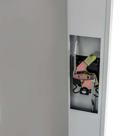 Szafa biurowa metalowa na dokumenty Mega-M pełne drzwi S-120 cm G-40 cm H-185 cm szara