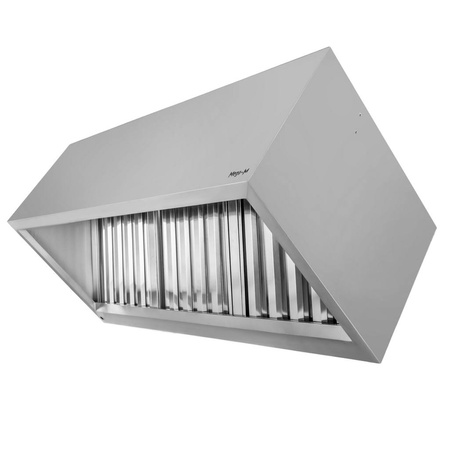 Okap gastronomiczny skrzyniowy z łapaczem tłuszczu Mega-M 150x70x50 cm stal nierdzewna