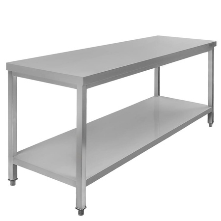 Stół ze stali nierdzewnej centralny z półką Mega-M S-180 cm G-70 cm H-85 cm N