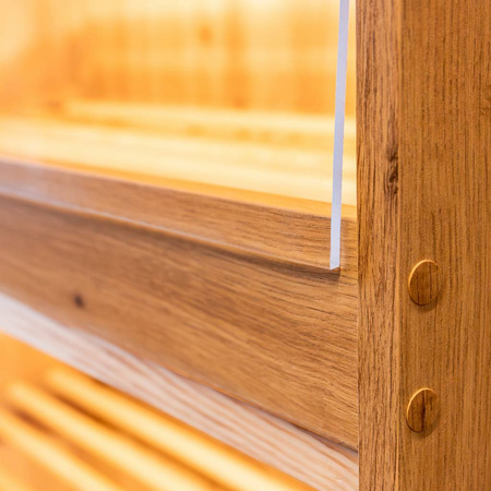 Regał na pieczywo Mega-M H-205 cm L-100 cm G-60 cm plexi oświetlenie LED dąb artisan