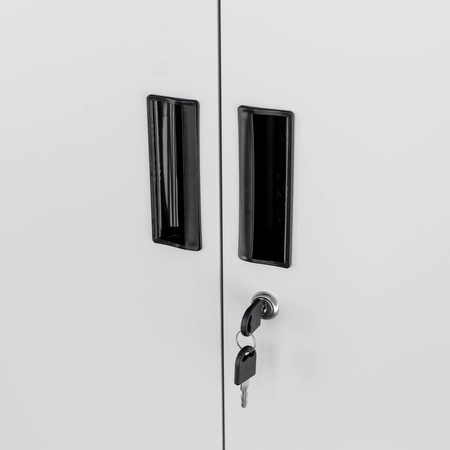 Szafa biurowa metalowa Mega-M WENUS W-16 na akta z sejfem grafitowa / szary front S- 90 cm G- 40 cm H-185 cm skręcana N
