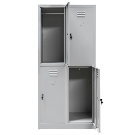 Szafka ubraniowa skrytkowa BHP Mega-M J-80/4 4 drzwiowa szara S-80 cm G-50 cm H-180 cm skręcana N