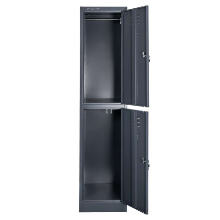 Szafka ubraniowa skrytkowa BHP Mega-M J-40/2 2 drzwiowa grafitowa S-40 cm G-50 cm H-180 cm skręcana N