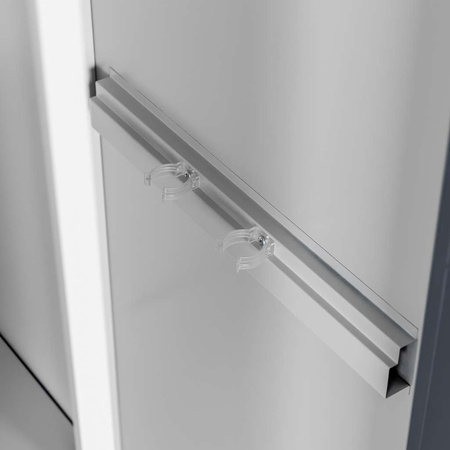 Szafa gospodarcza socjalna Mega-M 1-drzwiowa z półkami S-50 cm szara grafitowy front