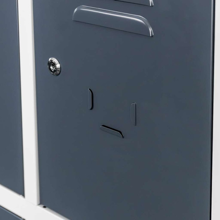 Szafka skrytkowa BHP Mega-M J-90/12 12 drzwiowa szara/ grafitowy front S-90 cm G-50 cm H-180 cm skręcana N