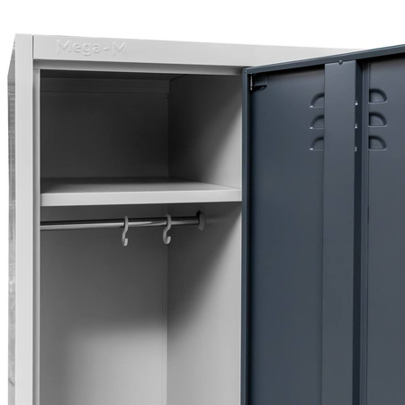 Szafka ubraniowa BHP Mega-M J-80 2 drzwiowa szara/ grafitowy front  S-80 cm G-50 cm H-180 cm skręcana N