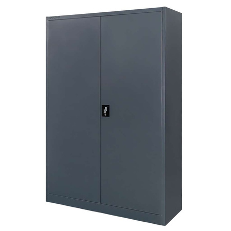 Szafa biurowa metalowa na dokumenty Mega-M pełne drzwi S-120 cm G-40 cm H-185 cm grafitowa