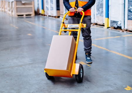 Rozkładany wózek transportowy 2w1 magazynowy młynarka taczkowy Mega-M 250kg żółty