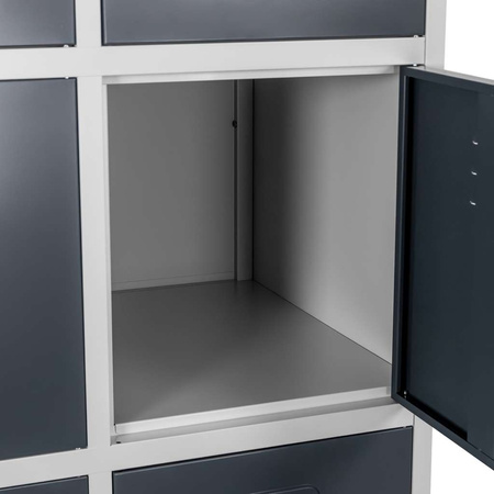 Szafka skrytkowa BHP Mega-M 8 skrytek 80x50x180 cm szara grafitowy front