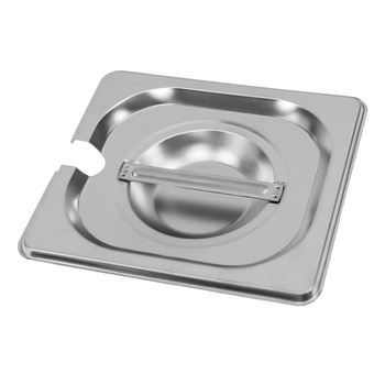Pokrywka do GN 1/6 ze stali nierdzewnej Mega-M 17,6x16,2 cm z wycięciem na chochlę