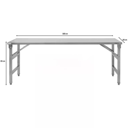 Stół ze stali nierdzewnej centralny składany Mega-M S-180 cm G-60 cm H-85 cm N