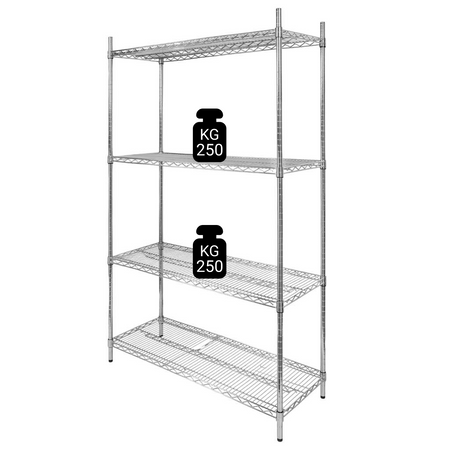 Regał gastronomiczny druciany chromowany Mega-M 4-półkowy 90x45x180 cm